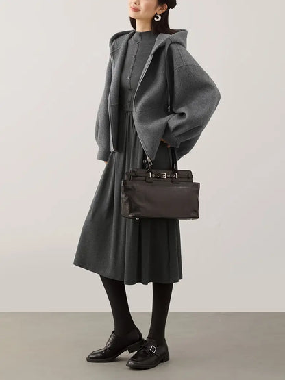 Herbstliches Strick-Maxikleid