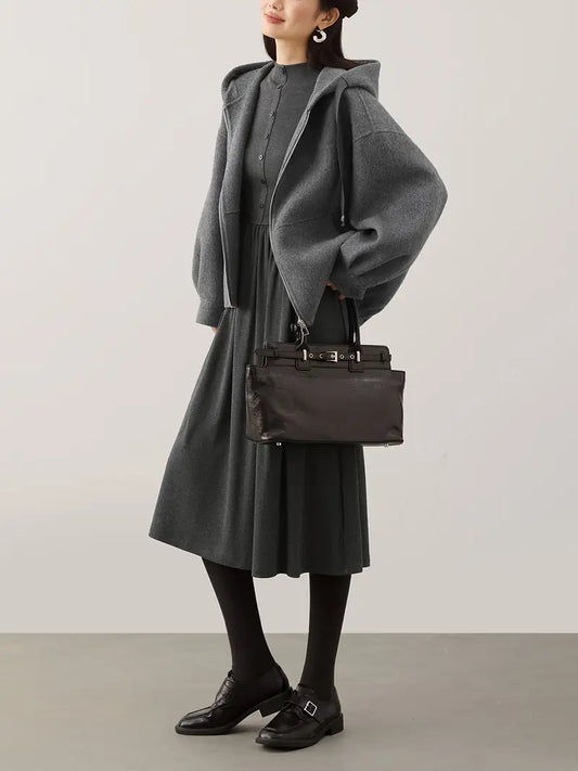Herbstliches Strick-Maxikleid